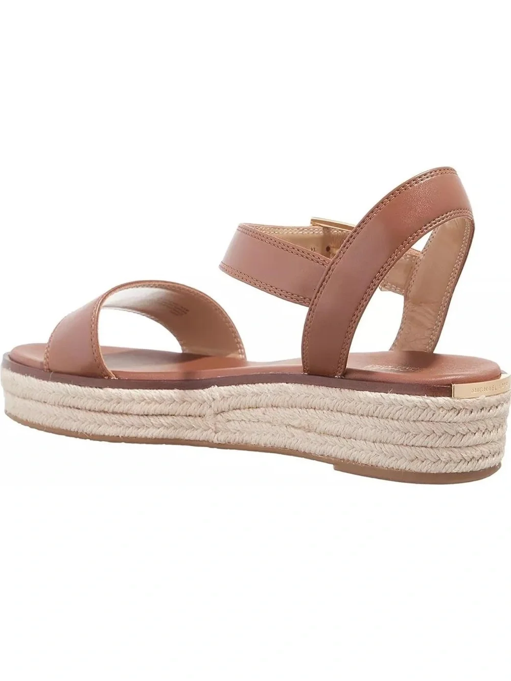 NWOT Michael Kors Luggage Brown Leather Platform Espadrille Sandal